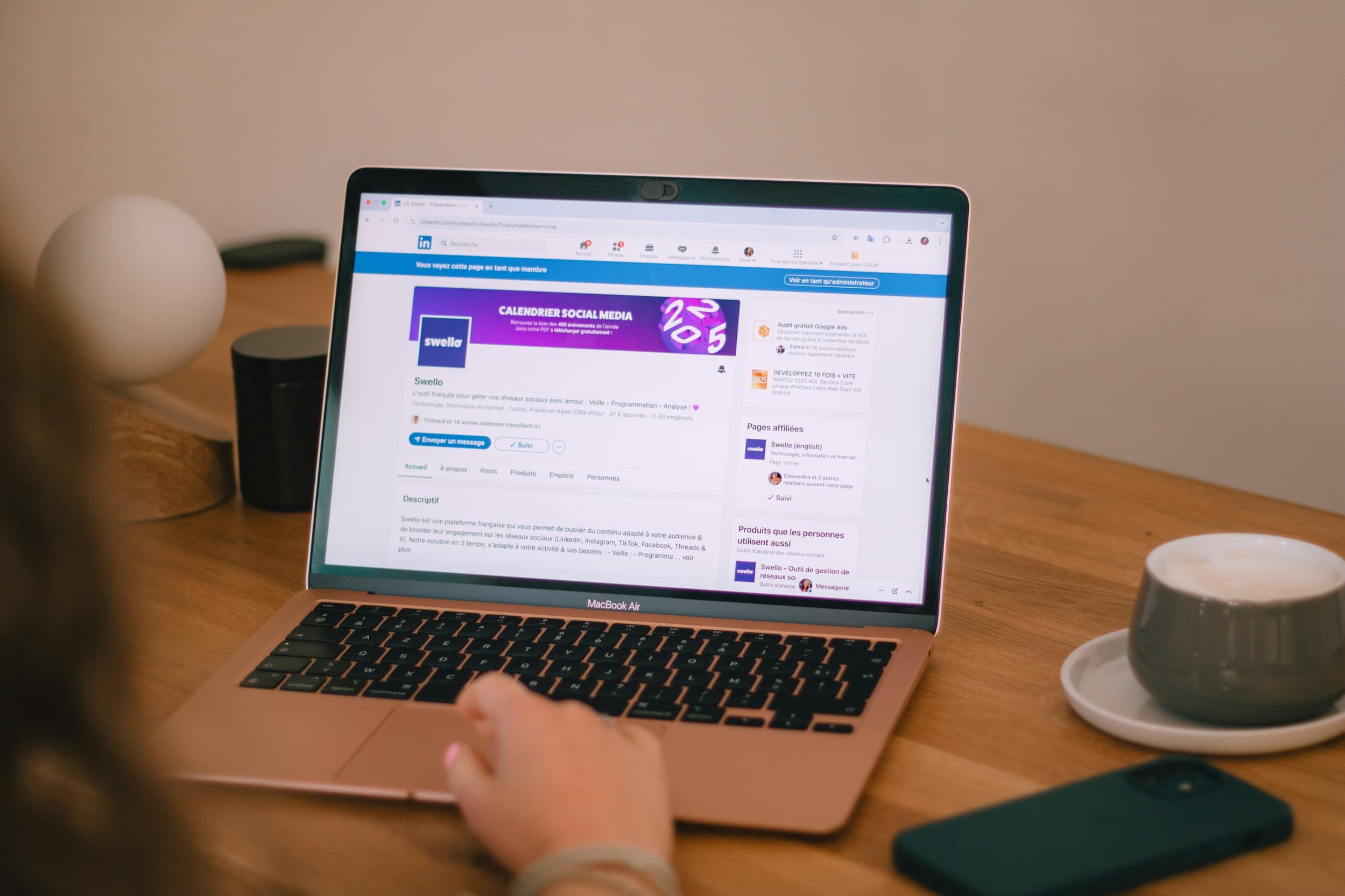 LinkedIn content on laptop